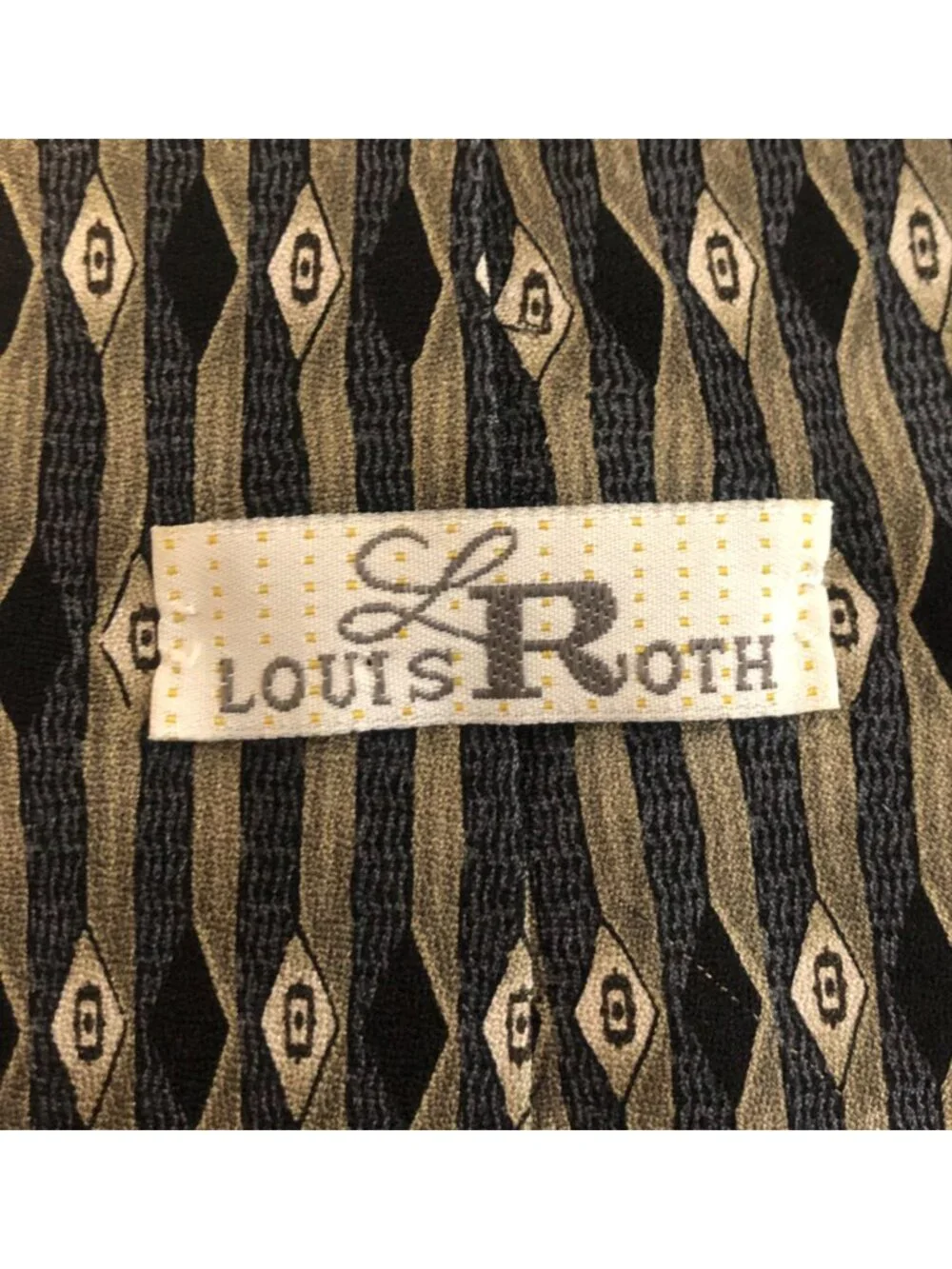 Louis Roth Mens Silk Tie Geometric Pattern Accessory Office Work Gift Necktie
